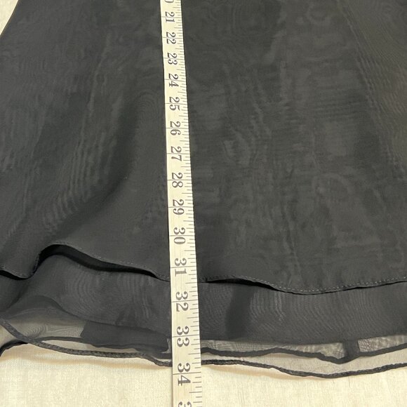 J.R. Nites Petites by Caliendo Black Chiffon Cocktail Dress Sheer Illusion Sz 8 - Picture 9 of 10